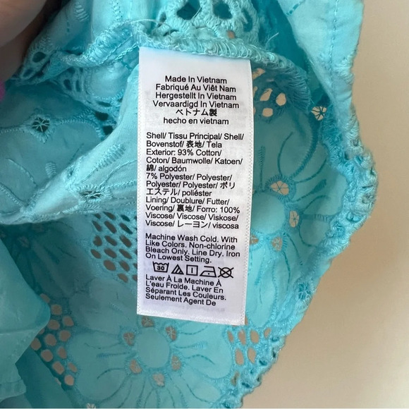 NWT J. Crew Blue Long Sleeve Popover Eyelet Top - Picture 5 of 6